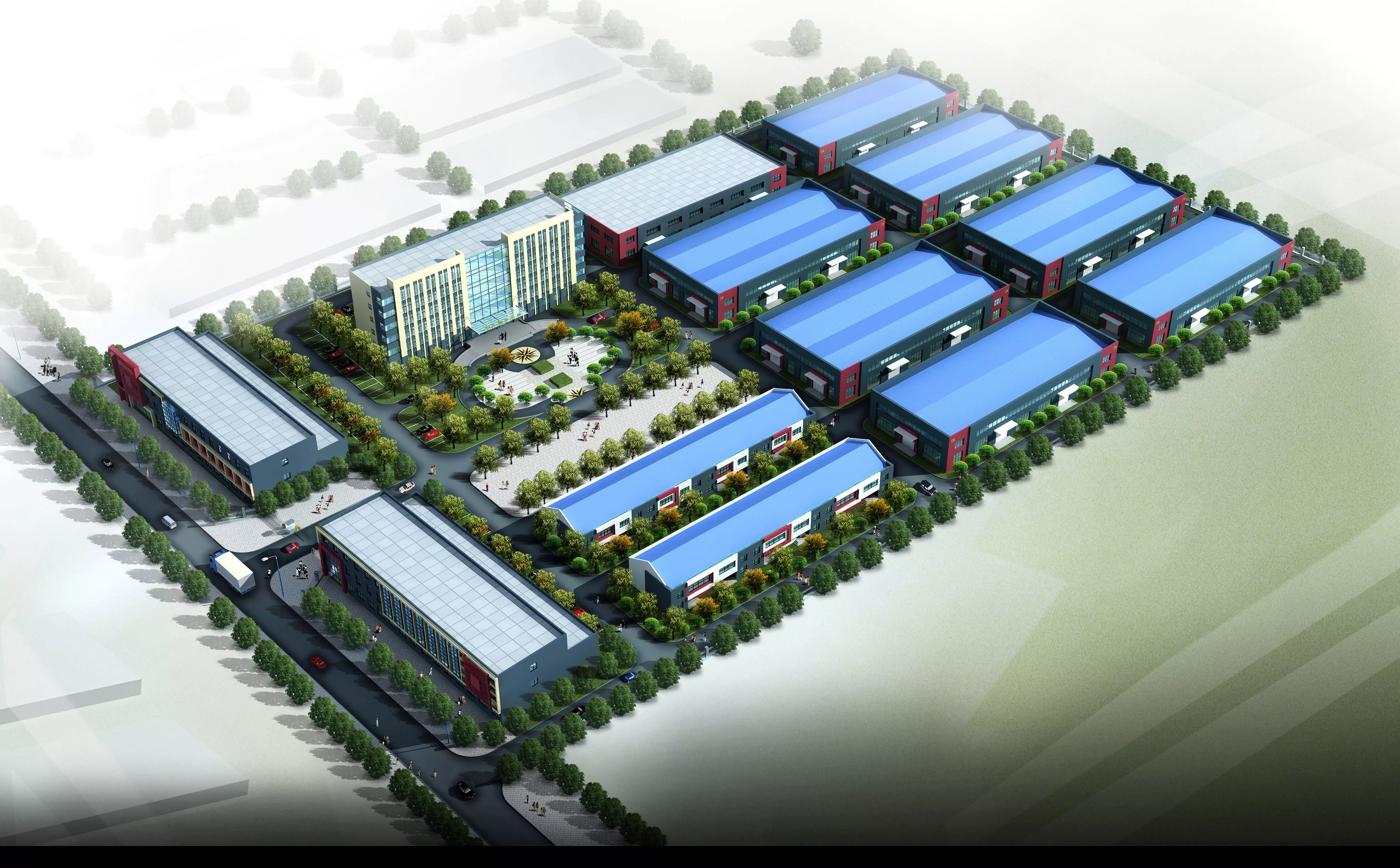 Aerial view of the "Jiuding Industrial Park" in   JingdongYanjiao.
